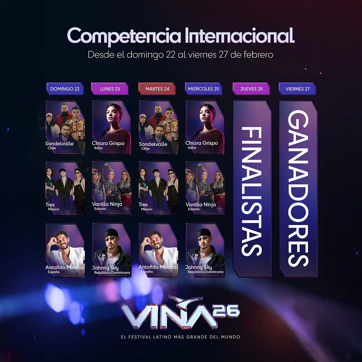 2026 Viña del Mar Festival International Competition Schedule